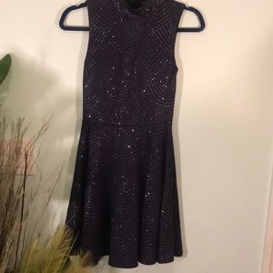 City Studio Sparkling Navy Blue Skater Dress